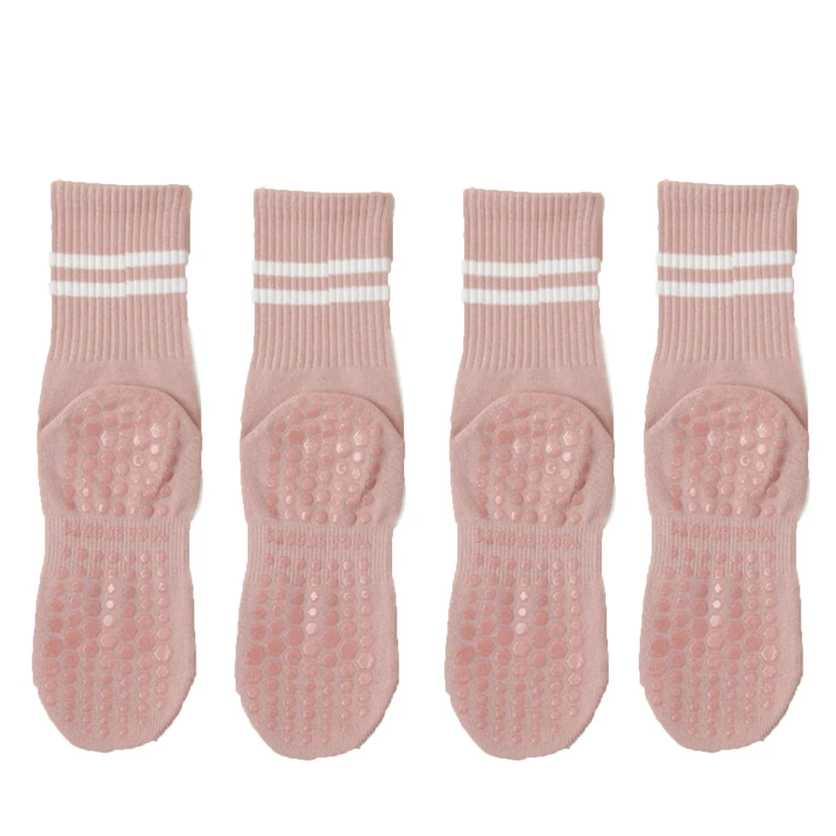 4 Pairs of Mid Tube Double Bar Striped Yoga Socks