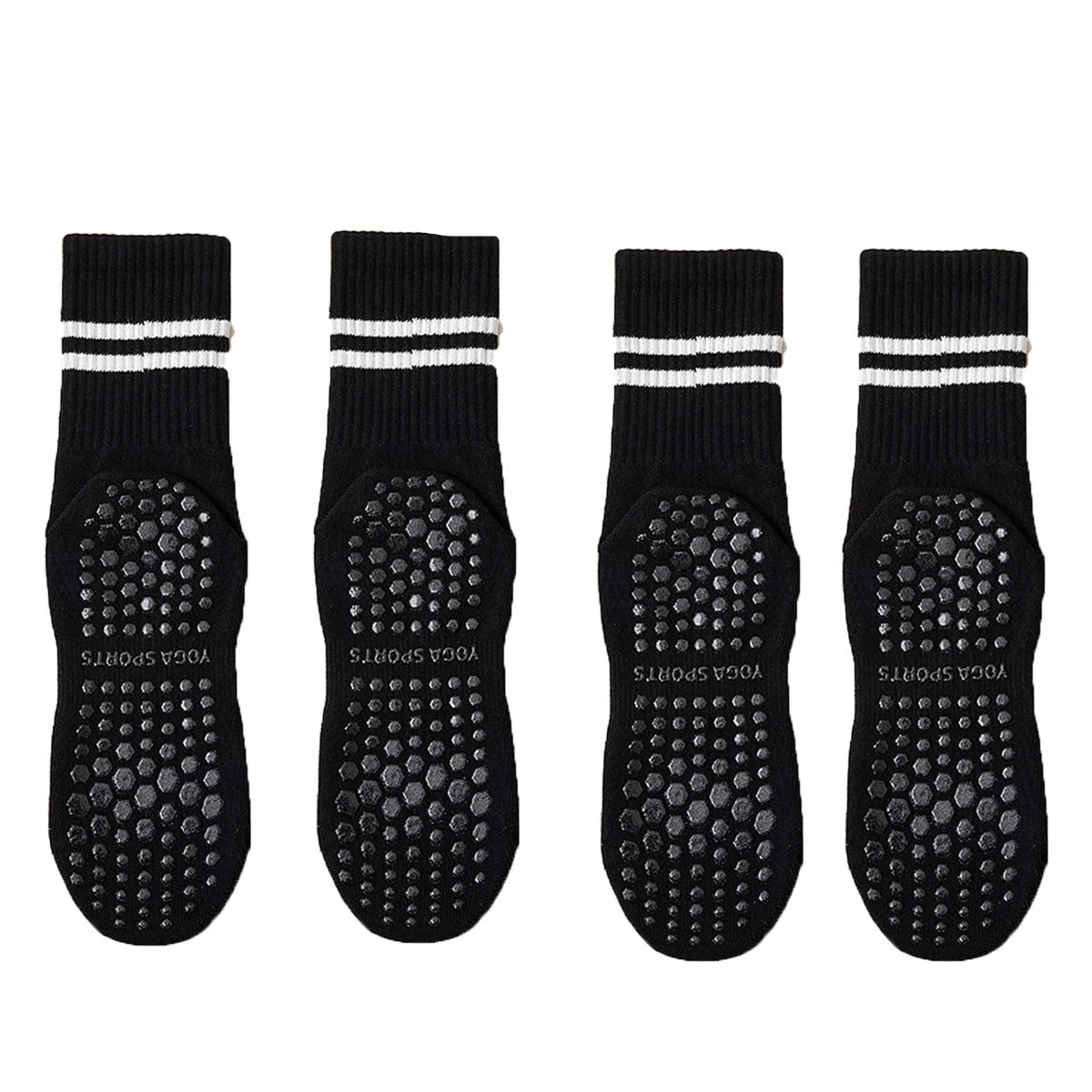 4 Pairs of Mid Tube Double Bar Striped Yoga Socks